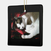 かんじきのタータンチェックの子猫 セラミックオーナメント (左)