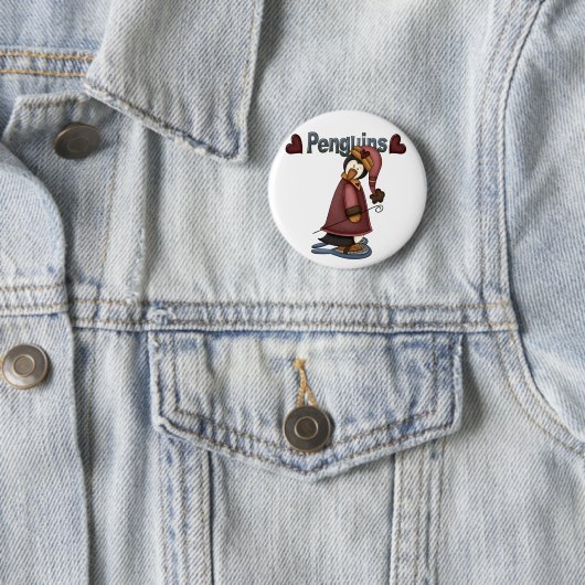 かんじきのペンギンのTシャツおよびギフト 缶バッジ (インサイチュ)