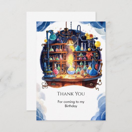 かんたんな科学の実験で楽しい科学者誕生日パーティー サンキューカード (正面/裏面)