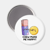 かんで私を幸せおもしろいにキャンディパン マグネット (正面/裏面)