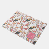 |があなたのイニシャルを加える熱帯鳥と模造して下さい ドアマット (アングル)