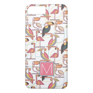 があなたのイニシャルを加える熱帯鳥と模造して下さい iPhone 8 PLUS/7 PLUSケース