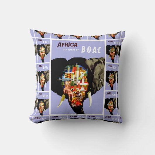 〜がそこを飛ぶアフリカ クッション (正面)