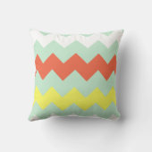 がっしりしたシェブロン-ミントか珊瑚または日光 クッション (裏面)