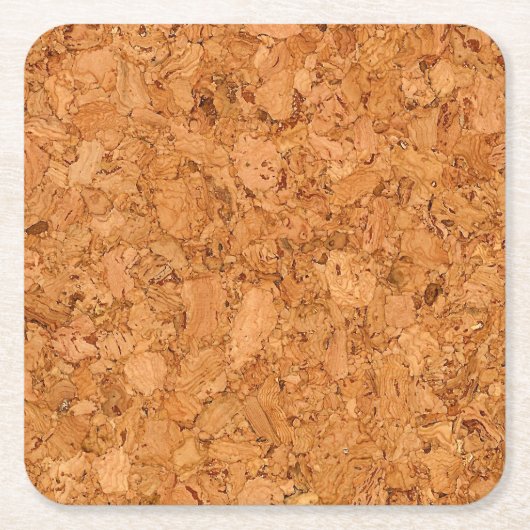 がっしりした自然なコルクの木製の穀物の一見 スクエアペーパーコースター (正面)