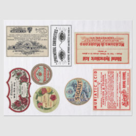 がらくたジャーナルラベルの要素のDecoupageの紙 薄葉紙