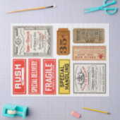 がらくたジャーナルラベルの要素のDecoupageの紙 薄葉紙 (クラフト)