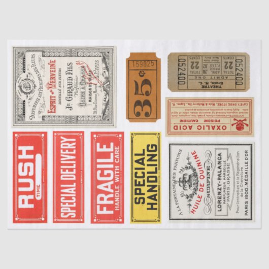 がらくたジャーナルラベルの要素のDecoupageの紙 薄葉紙 (正面)