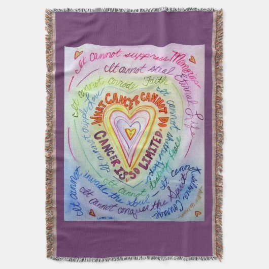 がんができないことハート詩ブランケット スローブランケット (正面縦)