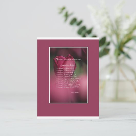 がんができないこと、支援、勇気付けられる ポストカード (スタンド正面)