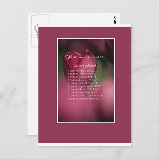 がんができないこと、支援、勇気付けられる ポストカード (正面/裏面)