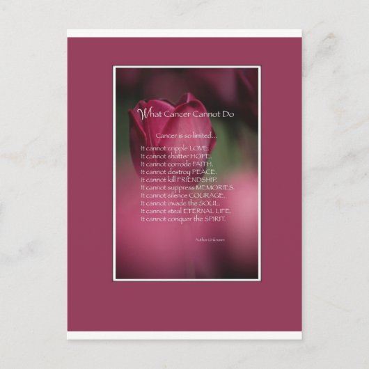 がんができないこと、支援、勇気付けられる ポストカード (正面)
