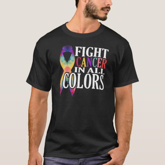 がんとあらゆる色の闘いががんを支える Tシャツ (正面)