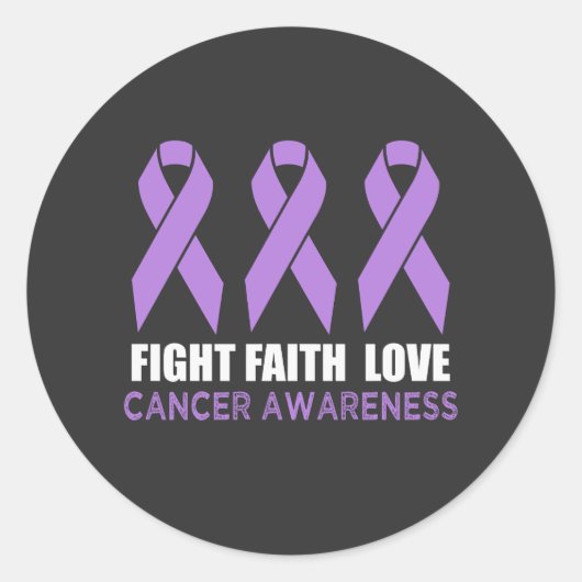 がんとの闘い認識度支援リボン ラウンドシール (正面)