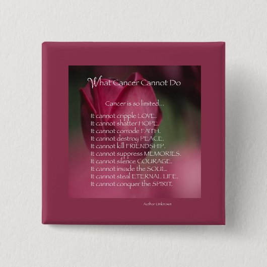 がんによる支援、がんでは不可能なこと、花 缶バッジ (正面)