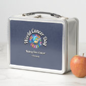 がんに対する勝利。世界癌の日。 メタルランチボックス (インサイチュ)