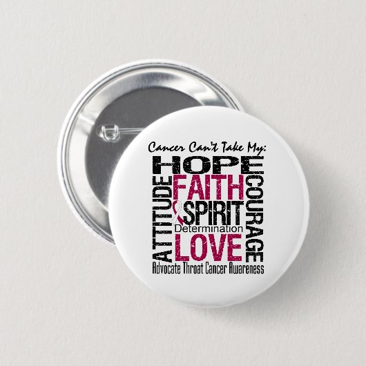 がんは私の希望の頸部ののどがんと受け取れない 缶バッジ (正面&裏面)