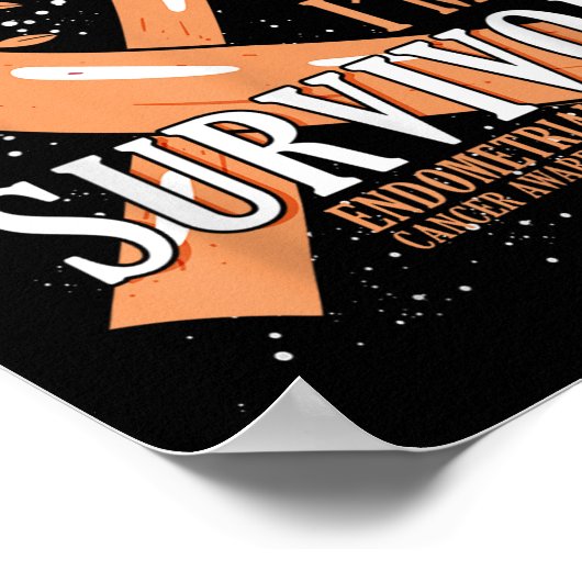 がんを克服したピーチリボン子宮内膜がんAw ポスター (角)