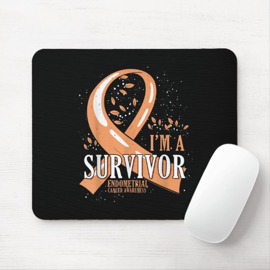 がんを克服したピーチリボン子宮内膜がんAw マウスパッド (マウス)