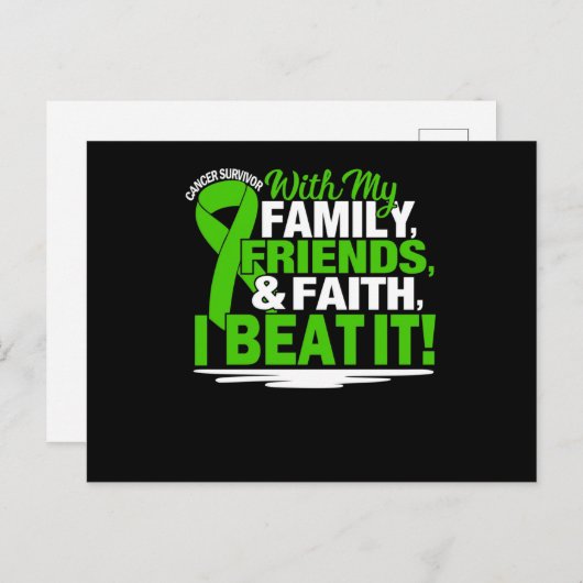 がんを克服した信仰の友人の家族、緑とWHI インビテーションポストカード (正面/裏面)