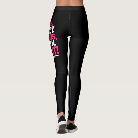 がんを克服した信仰の友人家族がピンクとホイット レギンス (裏面)