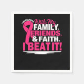 がんを克服した信仰の友人家族ピンクとwhit スタンダードカクテルナプキン (正面)