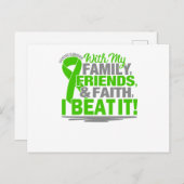 がんを克服した信仰友達家族グリーン&グレー インビテーションポストカード (正面/裏面)