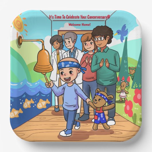 がんを克服した記念日のパーティープレート ペーパープレート (正面)