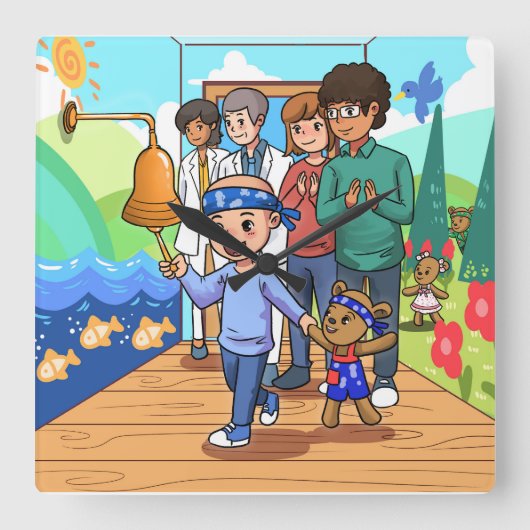 がんを除いた生存者の壁時計 スクエア壁時計 (正面)