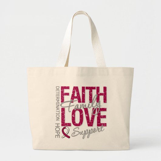 がんインスパイアのスローガン頸部がん ラージトートバッグ (正面)