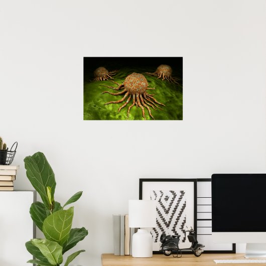 がんウイルスの顕微鏡的見解 ポスター (ホームオフィス)