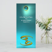 がんオパール、アクアマリン明黄色ブルー 招待状 (スタンド正面)