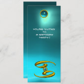 がんオパール、アクアマリン明黄色ブルー 招待状 (正面/裏面)