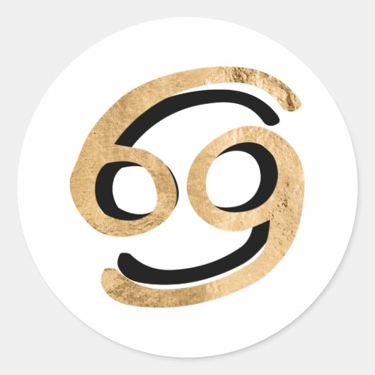 がんカニ星占い〔占星術の〕十二宮図金ゴールドブラック ラウンドシール (正面)