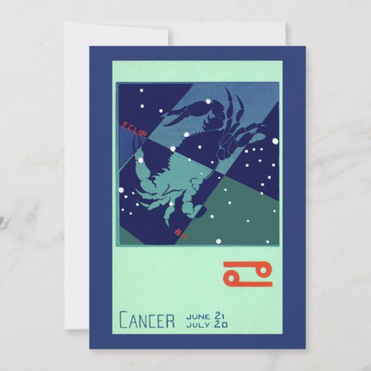 がんカニ星座ヴィンテージ〔占星術の〕十二宮図星占い (正面)