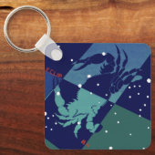 がんカニ星座ヴィンテージ〔占星術の〕十二宮図星占い キーホルダー (正面)