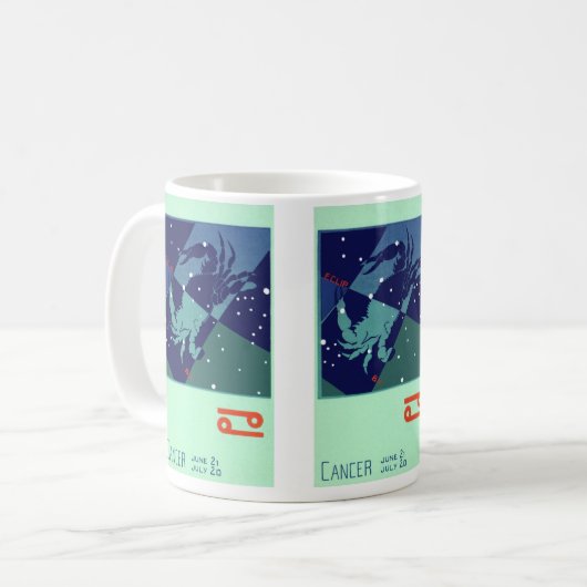 がんカニ星座ヴィンテージ〔占星術の〕十二宮図星占い コーヒーマグカップ (正面左)
