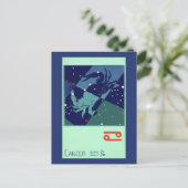 がんカニ星座ヴィンテージ〔占星術の〕十二宮図星占い ポストカード (スタンド正面)