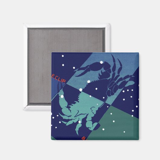 がんカニ星座ヴィンテージ〔占星術の〕十二宮図星占い マグネット (正面/裏面)