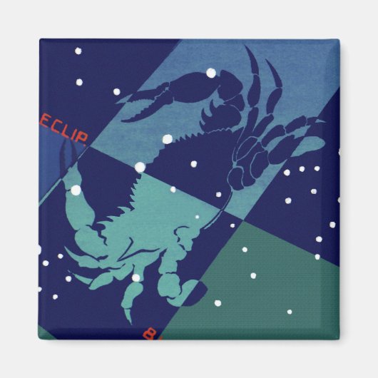 がんカニ星座ヴィンテージ〔占星術の〕十二宮図星占い マグネット (正面)