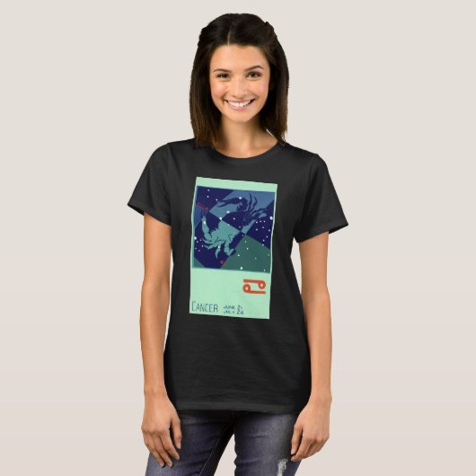 がんカニ星座ヴィンテージ〔占星術の〕十二宮図星占い Tシャツ (正面フル)