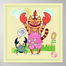 がんカニ猫〔占星術の〕十二宮図子供部屋プリント ポスター