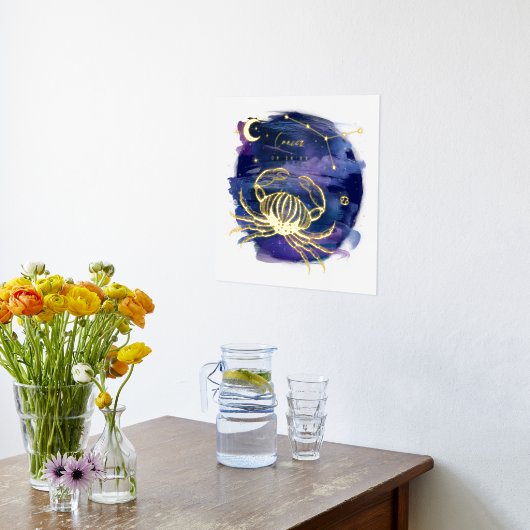 がんカニ〔占星術の〕十二宮図カスタム誕生日 箔ポスター (レイダウン (キッチン))