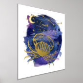 がんカニ〔占星術の〕十二宮図カスタム誕生日 箔ポスター (レイダウン)