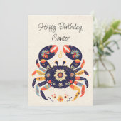 がんカニ〔占星術の〕十二宮図フローラ誕生日フラットカード (スタンド正面)