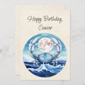 がんカニ〔占星術の〕十二宮図水彩誕生日フラットカード (正面/裏面)