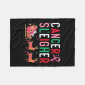 がんクリスマスピンクリボンリボンサンタスレー フリースブランケット (正面(横))