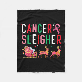 がんクリスマスピンクリボンリボンサンタスレー フリースブランケット