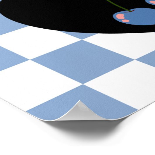 がんゴシック美学市松模様にさくらんぼ芸術 ポスター (角)