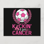 がんサッカーピンクリボン乳房の缶のためにそれをキックイン ポストカード (正面)